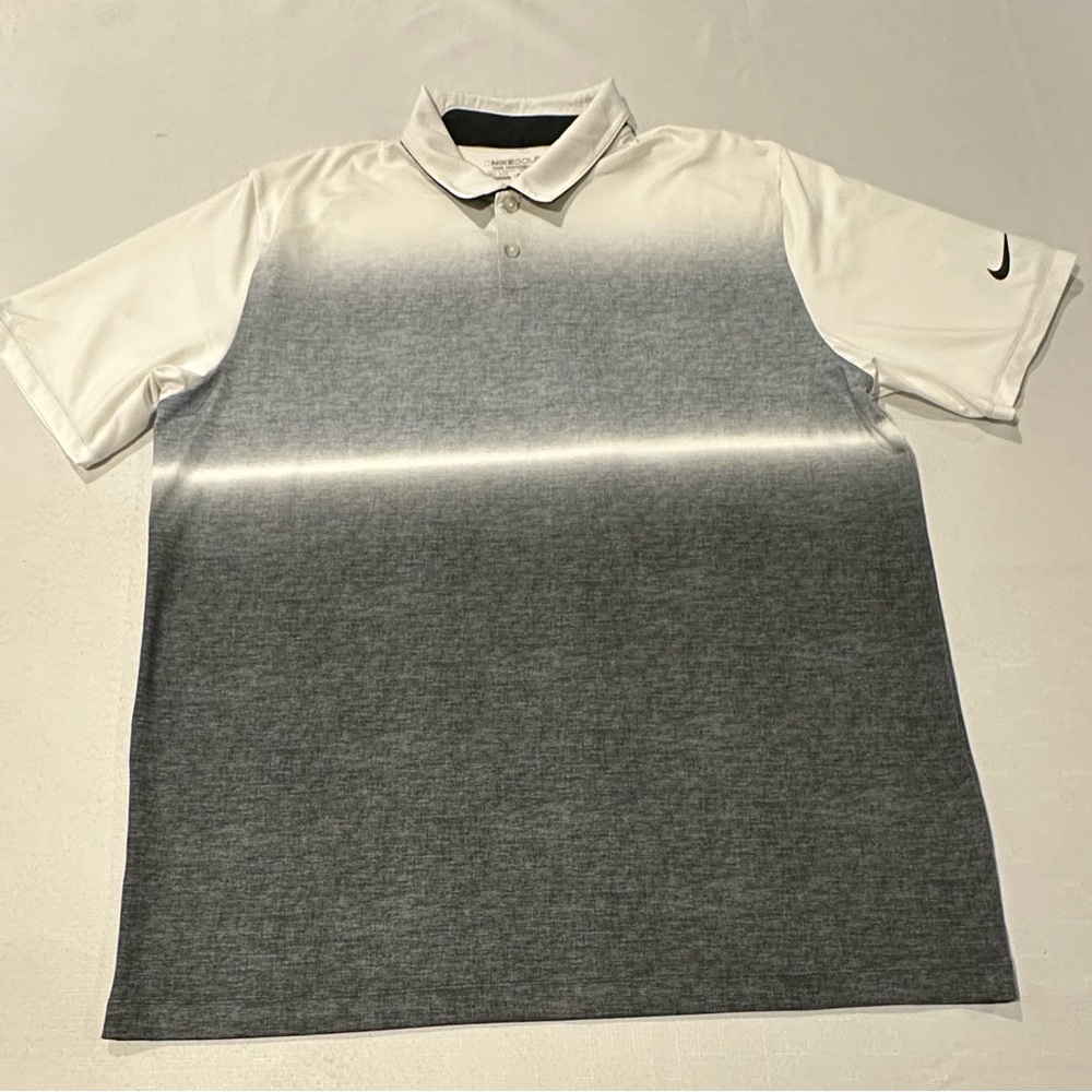 Nike Golf Dri-FIT Gray White Gradient Polo Shirt Size Large